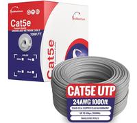 1000 ft cat5e UTP/FTP Solid, 350 MHz Cable de Lan Ethernet 24 AWG alambre grueso - Cable de red RJ45 gris Unshielded (UTP)