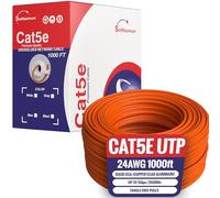 1000 ft cat5e UTP/FTP Solid, 350 MHz Cable de LAN Ethernet 24 AWG Alambre Grueso - Cable de Red RJ45 Naranja Unshielded (UTP)