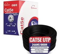 1000 ft cat5e UTP/FTP Solid, 350 MHz Cable de LAN Ethernet 24 AWG Alambre Grueso - Cable de Red RJ45 Negro Unshielded (UTP)