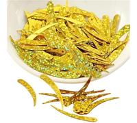 1000 lentejuelas planas color marfil con forma de chile, 5 x 32 mm, PVC, 1 orificio. Disponibles en 18 colores(Laser Gold)