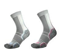 1000 Mile Trek Sock Ladies (Twin Pack) (Recycled) Medium Silver/Blue+Silver/Pink