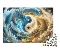 1000 Mini rompecabezas para familia dragón agua nube difícil | 52x38cm Cartón Decoración Sala Estructura Durable Regalo Amigo Relajación Espíritu