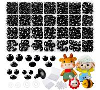 1000 PCS 6-14mm ojos y narices de seguridad para ganchillo, ojos de seguridad de plástico negro con arandelas, ojos de muñeca para manualidades, accesorios de bricolaje, ojos de seguridad para