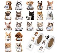 1000 PCS Cute Animals Thank You Stickers, pegatinas de etiqueta de agradecimiento para perros y gatos, pegatina de sellado exquisito, por envasado de horno, sellos sobre, suministros de embalaje (01#)