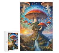 1000 PCS Puzzle para adolescentes Mushroom Fantasy Landscape Teenager-Puzzles Anti-Stress Juguetes Vacaciones en casa Pasatiempo Desafío Educativo 1000 PCS