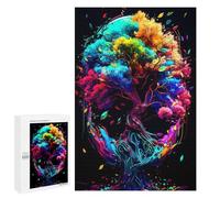 1000 PCS Puzzles para Adultos Colorido Árbol Calavera Artwork Puzzle para Adultos Juegos de Relajación Decoración del Hogar Desafío Educativo 1000 PCS