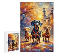 1000 PCS Rompecabezas Autumn Dachshund Trio Rompecabezas para Adolescentes, Divertidos Y con Humor. Cada Pieza Es Única: Juguetes Educativos De Aprendizaje 1000 PCS