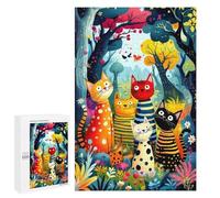 1000 PCS Rompecabezas Colorful Cats in Fantasy Forest-1 Rompecabezas para Adultos Actividades Familiares Ayudan A Ejercitar El Cerebro Ofertas como Regalos para Toda La Familia 1000 PCS