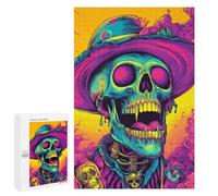 1000 PCS Rompecabezas Colorful Skull Art Print-2 Rompecabezas para Adultos Actividades Familiares Ayudan A Ejercitar El Cerebro Ofertas como Regalos para Toda La Familia 1000 PCS