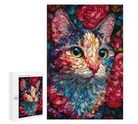 1000 PCS Rompecabezas Colorful Stained Glass Cat Art-3 Rompecabezas para Adolescentes: Alivia El Estrés. Entrena Tu Cerebro Y Tus Manos. Juguetes Educativos De Aprendizaje 1000 PCS