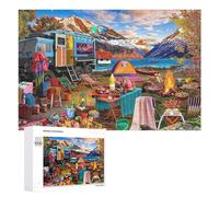 1000 PCS Rompecabezas De Piezas para Adolescentes Campsite by The Lake Puzzle Rompecabezas para Adultos Juego Familiar Análisis Y Desafío Educativo De Lógica 1000 PCS