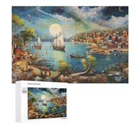 1000 PCS Rompecabezas De Piezas para Adolescentes Coastal Village Sunset Scene Rompecabezas para Adultos Juego Familiar Análisis Y Desafío Educativo De Lógica 1000 PCS