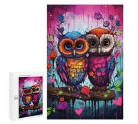 1000 PCS Rompecabezas De Piezas para Adolescentes Colorful Owl Duo Rompecabezas para Adultos Juego Familiar Análisis Y Desafío Educativo De Lógica 1000 PCS