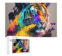 1000 PCS Rompecabezas De Piezas para Adolescentes Colorful Tiger Art Print-7 Rompecabezas para Adultos Juego Familiar Análisis Y Desafío Educativo De Lógica 1000 PCS