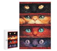 1000 PCS Rompecabezas De Piezas para Adolescentes Curious Cats Peeking Through Slats Juego De Rompecabezas para Adultos, Desafío Educativo, Regalo De Cumpleaños 1000 PCS