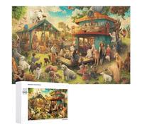 1000 PCS Rompecabezas De Piezas para Adolescentes Fantasy Village with Dogs and Humans Rompecabezas para Adultos Juego Familiar Análisis Y Desafío Educativo De Lógica 1000 PCS