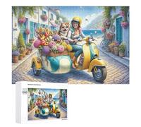 1000 PCS Rompecabezas De Piezas para Adolescentes Floral Scooter Ride by The Sea Rompecabezas para Adultos Juego Familiar Análisis Y Desafío Educativo De Lógica 1000 PCS