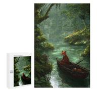 1000 PCS Rompecabezas De Piezas para Adolescentes Fox in A Boat on River Rompecabezas para Adultos Juego Familiar Alivia El Estrés Desafiante De Completar 1000 PCS