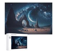 1000 PCS Rompecabezas De Piezas para Adolescentes Mystical Desert Under Celestial Moon Rompecabezas para Adultos Juego Familiar Análisis Y Desafío Educativo De Lógica 1000 PCS