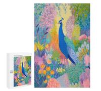 1000 PCS Rompecabezas De Piezas para Adolescentes Peacock in A Colorful Garden Painting Rompecabezas para Adultos Juego Familiar Alivia El Estrés Desafiante De Completar 1000 PCS