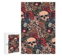 1000 PCS Rompecabezas De Piezas para Adolescentes Skulls, Roses, and Butterflies Pattern Rompecabezas para Adultos Juego Familiar Análisis Y Desafío Educativo De Lógica 1000 PCS
