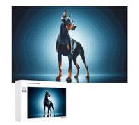 1000 PCS Rompecabezas De Piezas para Adolescentes Stunning Doberman Portrait with Blue Background Rompecabezas para Adultos Juego Familiar Análisis Y Desafío Educativo De Lógica 1000 PCS
