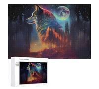 1000 PCS Rompecabezas De Piezas para Adolescentes Wolf Moonlit Forest Fantasy Rompecabezas para Adultos Juego Familiar Análisis Y Desafío Educativo De Lógica 1000 PCS