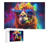 1000 PCS Rompecabezas De Piezas para Adultos Colorful Llama with Sunglasses Rompecabezas para Adultos Juguetes Antiestrés Análisis Y Lógica Desafiante De Completar 1000 PCS