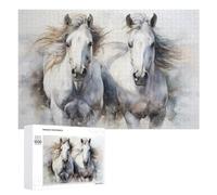 1000 PCS Rompecabezas De Piezas para Adultos Graceful White Horses in Motion -1 Rompecabezas para Adultos Juguetes Antiestrés Análisis Y Lógica Desafiante De Completar 1000 PCS