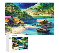 1000 PCS Rompecabezas De Piezas para Adultos Island Village by The Sea Rompecabezas para Adultos Juguetes Antiestrés Análisis Y Lógica Desafiante De Completar 1000 PCS