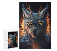1000 PCS Rompecabezas Flaming Lynx Wild Cat Art Print Rompecabezas para Adolescentes. Corte De Precisión. Actividades Divertidas En Casa. Juego Desafiante Y Juego En Familia. 1000 PCS