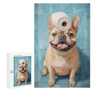 1000 PCS Rompecabezas Frenchie with Toilet Paper on Head-2 Rompecabezas para Adultos Carrera De Velocidad De Manos Ayuda A Ejercitar El Cerebro Juego De Hermoso Diseño 1000 PCS