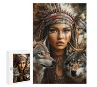 1000 PCS Rompecabezas Native American Wolf Spirit Art Rompecabezas para Adolescentes Mejora La Memoria Juegos De Ingenio Difíciles Y Desafiantes Juegos Familiares 1000 PCS