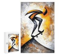 1000 PCS Rompecabezas para Adolescentes Abstract Cubist Skateboarder in Action on The Ramp Art Rompecabezas Juegos Relajantes Desafío Difícil Desafiante De Completar 1000 PCS