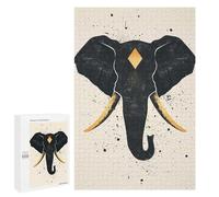 1000 PCS Rompecabezas para Adolescentes Abstract Elephant Vector Portrait with Golden Tusks Rompecabezas para Adultos Juego Práctico Difícil Interacción Entre Padres E Hijos 1000 PCS