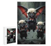 1000 PCS Rompecabezas para Adolescentes Adorable Pugs Vampires Rompecabezas para Adultos Juegos De Relajación Decoración De Pared Ayuda A Ejercitar El Cerebro 1000 PCS