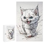1000 PCS Rompecabezas para Adolescentes Angry White Kitten Rompecabezas para Adultos Juegos Familiares Desafío Difícil Ayuda A Ejercitar El Cerebro 1000 PCS