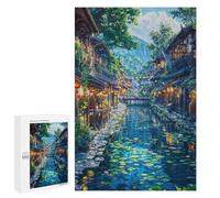 1000 PCS Rompecabezas para Adolescentes Anime River Fish Village Rompecabezas para Adultos Juegos Familiares Mejora La Memoria Regalos para Amigos Y Familiares 1000 PCS
