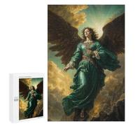 1000 PCS Rompecabezas para Adolescentes Archangel Raphael in Emerald Green Gown Rompecabezas para Adultos Juego Práctico Difícil Interacción Entre Padres E Hijos 1000 PCS