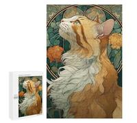 1000 PCS Rompecabezas para Adolescentes Art Deco Cat Portrait Rompecabezas para Adultos Regalos De Cumpleaños Juego Familiar Apto para Personas De 14 Años En Adelante 1000 PCS