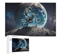 1000 PCS Rompecabezas para Adolescentes Astronaut Riding Motorcycle on The Moon Rompecabezas para Adolescentes Juguetes Antiestrés Vacaciones En Casa Matar El Tiempo Desafío Educativo 1000 PCS