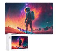 1000 PCS Rompecabezas para Adolescentes Astronaut Surfing in Space Rompecabezas para Adultos Juego Familiar Análisis Y Lógica Regalos para Reducir El Estrés 1000 PCS