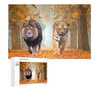 1000 PCS Rompecabezas para Adolescentes Autumn Majesty Lion and Tiger Together Rompecabezas para Adultos Juguetes Antiestrés Regalo De Cumpleaños Regalo De Cumpleaños, Regalos, 1000 PCS