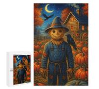 1000 PCS Rompecabezas para Adolescentes Autumn Scarecrow Pumpkins Crows Rompecabezas para Adultos Juegos Relajantes Que Mejoran La Memoria Actividades Divertidas En Casa 1000 PCS