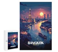 1000 PCS Rompecabezas para Adolescentes Bangkok Thailand Cityscape at Sunset Rompecabezas para Adultos Juguetes Antiestrés Decoración De Pared Diversión Actividades En Casa, 1000 PCS