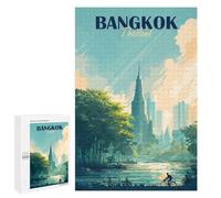 1000 PCS Rompecabezas para Adolescentes Bangkok Thailand Cityscape Illustration Rompecabezas para Adolescentes Juegos Divertidos Análisis Y Lógica Cumpleaños 1000 PCS