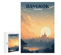 1000 PCS Rompecabezas para Adolescentes Bangkok Thailand Sunset Cityscape Illustration Rompecabezas para Adultos Juego Práctico Difícil Interacción Entre Padres E Hijos 1000 PCS