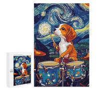 1000 PCS Rompecabezas para Adolescentes Beagle Drummer Starry Night Rompecabezas para Adultos Juegos Familiares Desafío Difícil Ayuda A Ejercitar El Cerebro 1000 PCS
