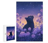 1000 PCS Rompecabezas para Adolescentes Black Cat Under Starry Sky Rompecabezas para Adultos Juegos Familiares Desafío Difícil Ayuda A Ejercitar El Cerebro 1000 PCS