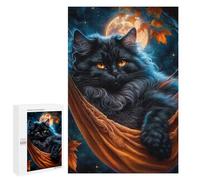 1000 PCS Rompecabezas para Adolescentes Black Cat Under The Moon Rompecabezas para Adultos Juegos Familiares Mejora La Memoria Regalos para Amigos Y Familiares 1000 PCS